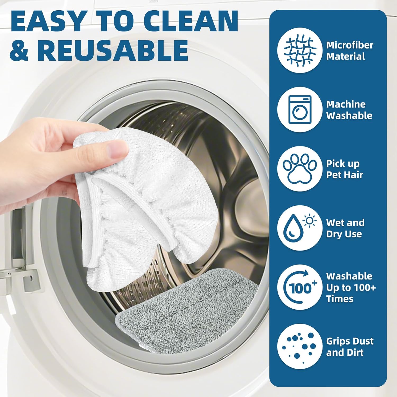 LOVECO Microfiber Steam Mop Pads 8-Pack for FEPPO Seyola