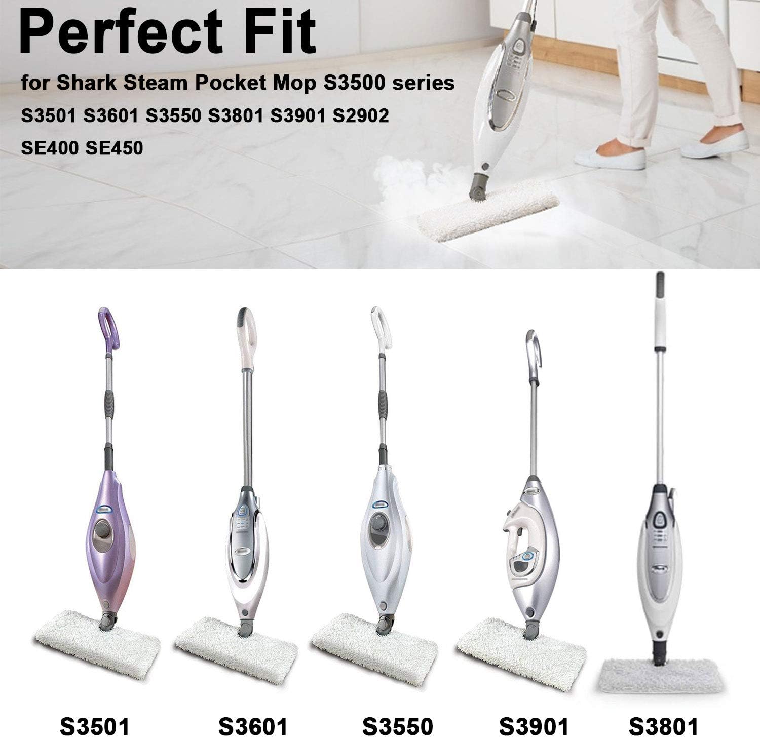 FFsign 6 Pack Washable Microfiber Steam Mop Pads for Shark Steam Mop