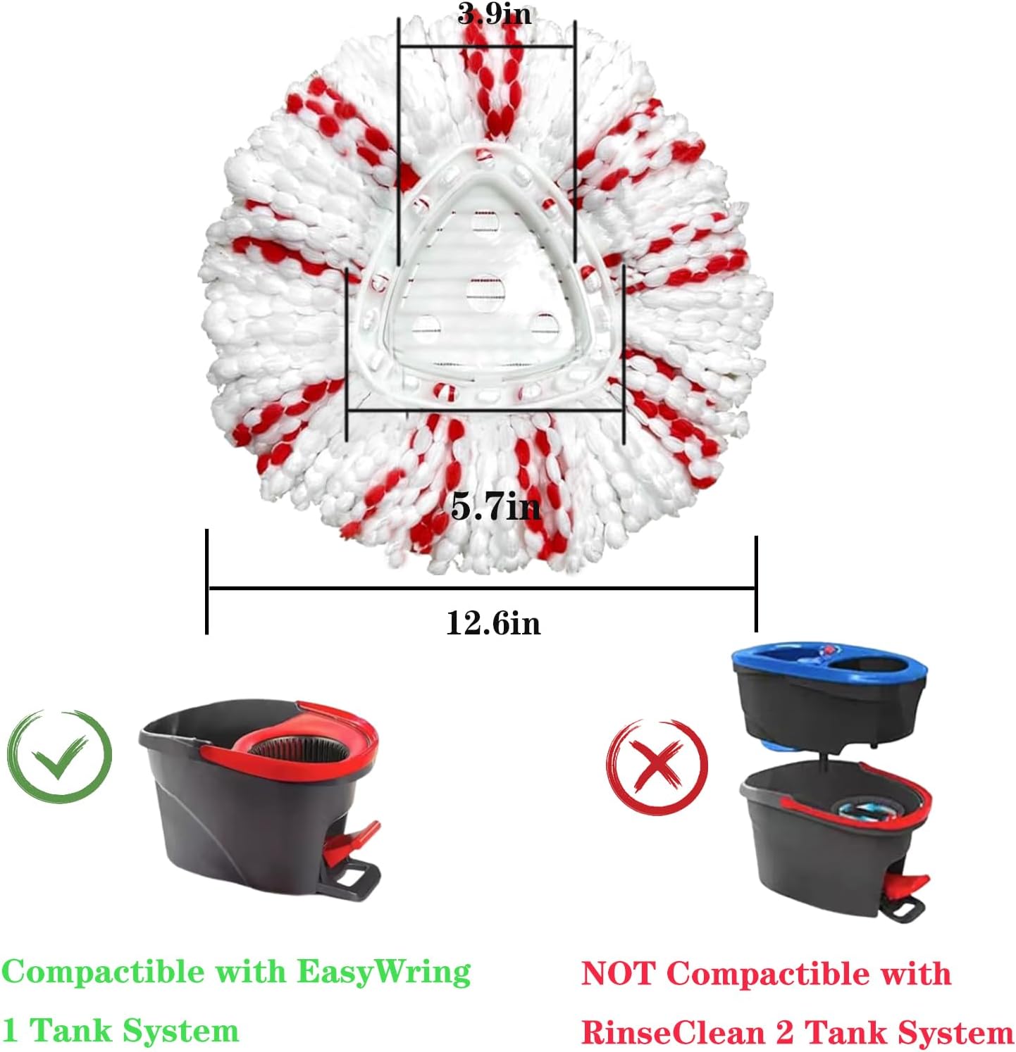 Fazlynyi 2Pack Spin Mop Replacement Heads - 40 More Cleaning Power