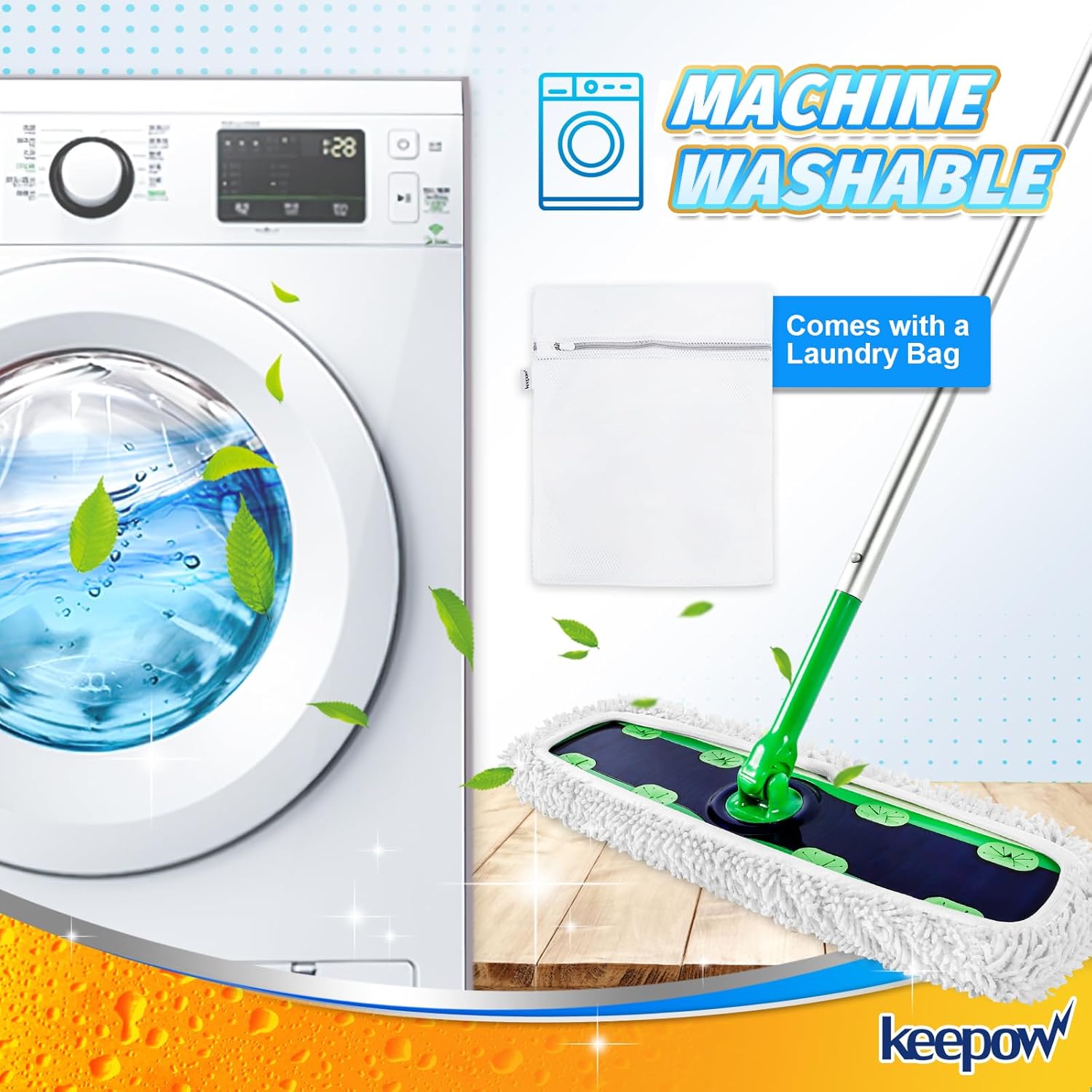 KEEPOW Reusable XL Mop Pads 4 Pack for Swiffer Sweeper XL