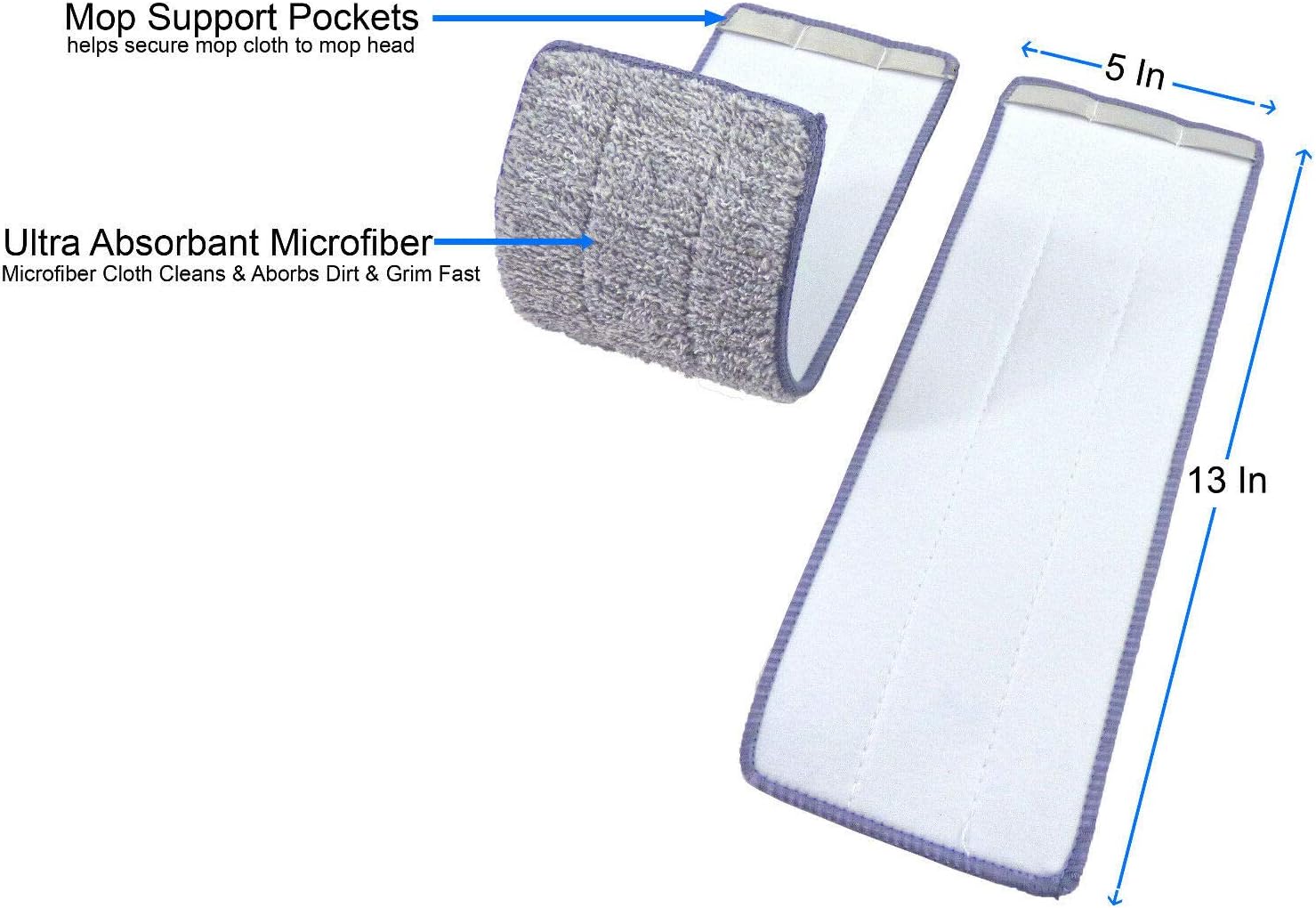 Bulletproof Microfiber Mop Pads - 5 Pack Reusable for Wet Dry Cleaning