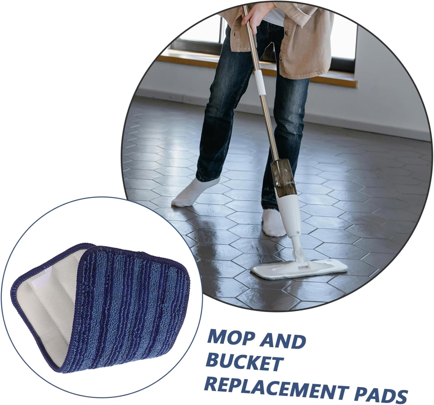 PACKOVE Reusable Microfiber Mop Pads for Wet Dry Floor Cleaning