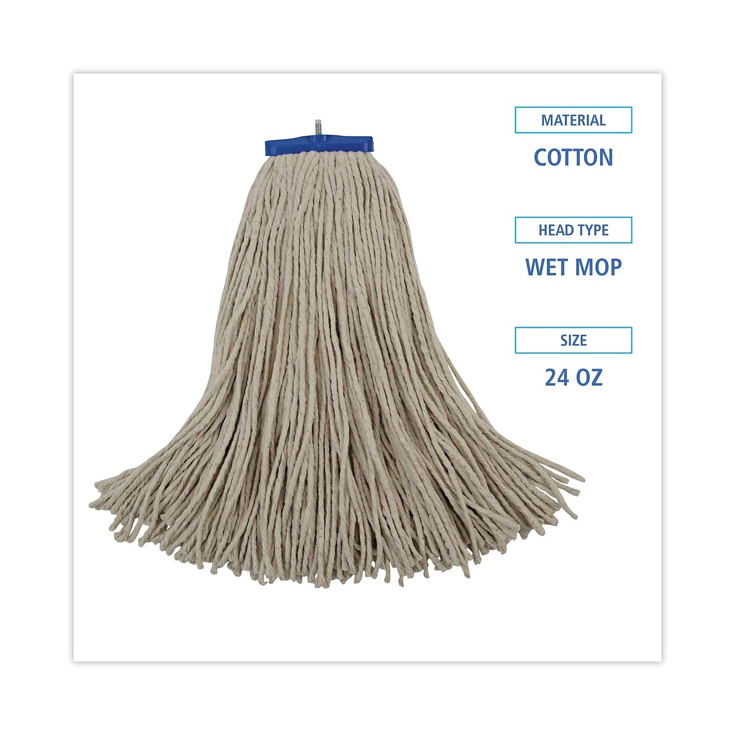 Boardwalk BWK724CCT 24 oz Cotton Wet Mop Head - White 12Carton