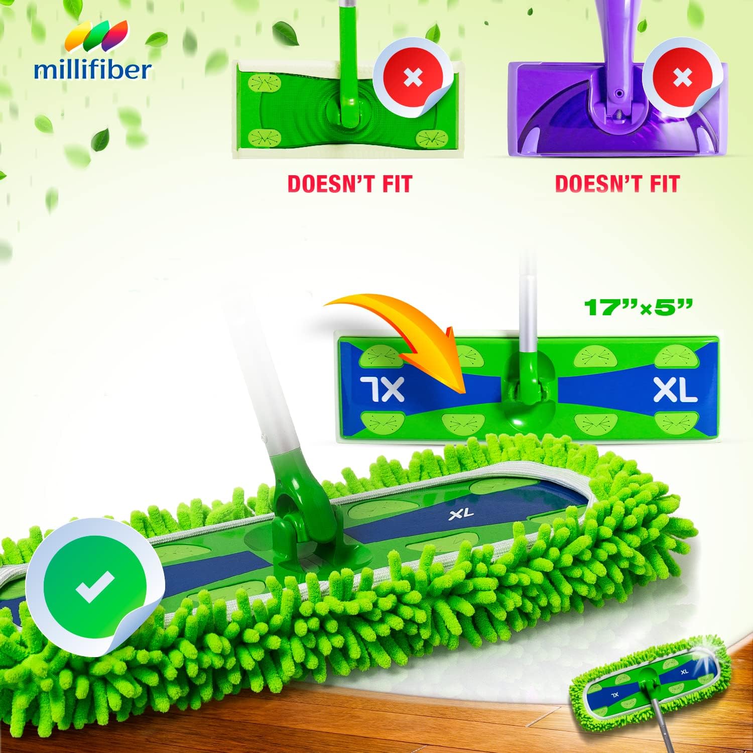 Millifiber X-Large Dust Mop Refill 4 Pack - Pet Friendly Dry Mop Pads