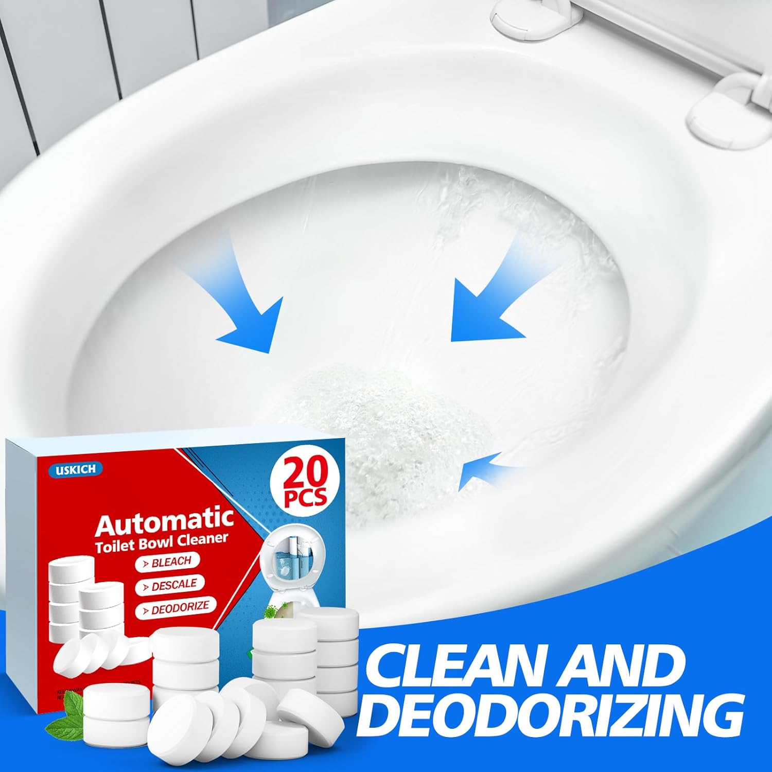 USKICH Toilet Bowl Cleaner Tablets 20 Pack 1
