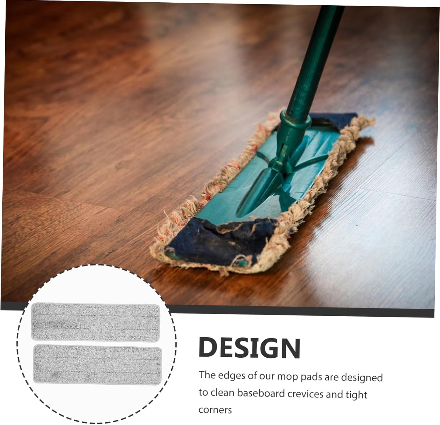 2pcs Reusable Microfiber Mop Pads for Floor Cleaning