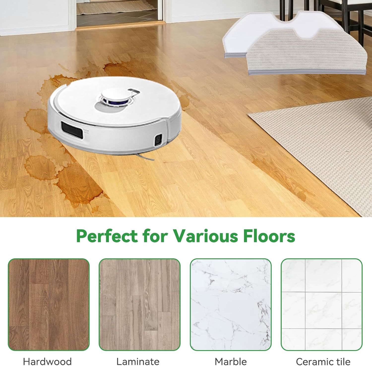 Sgizoku Mop Pads for Narwal Freo X Plus - 6Pack Washable Reusable