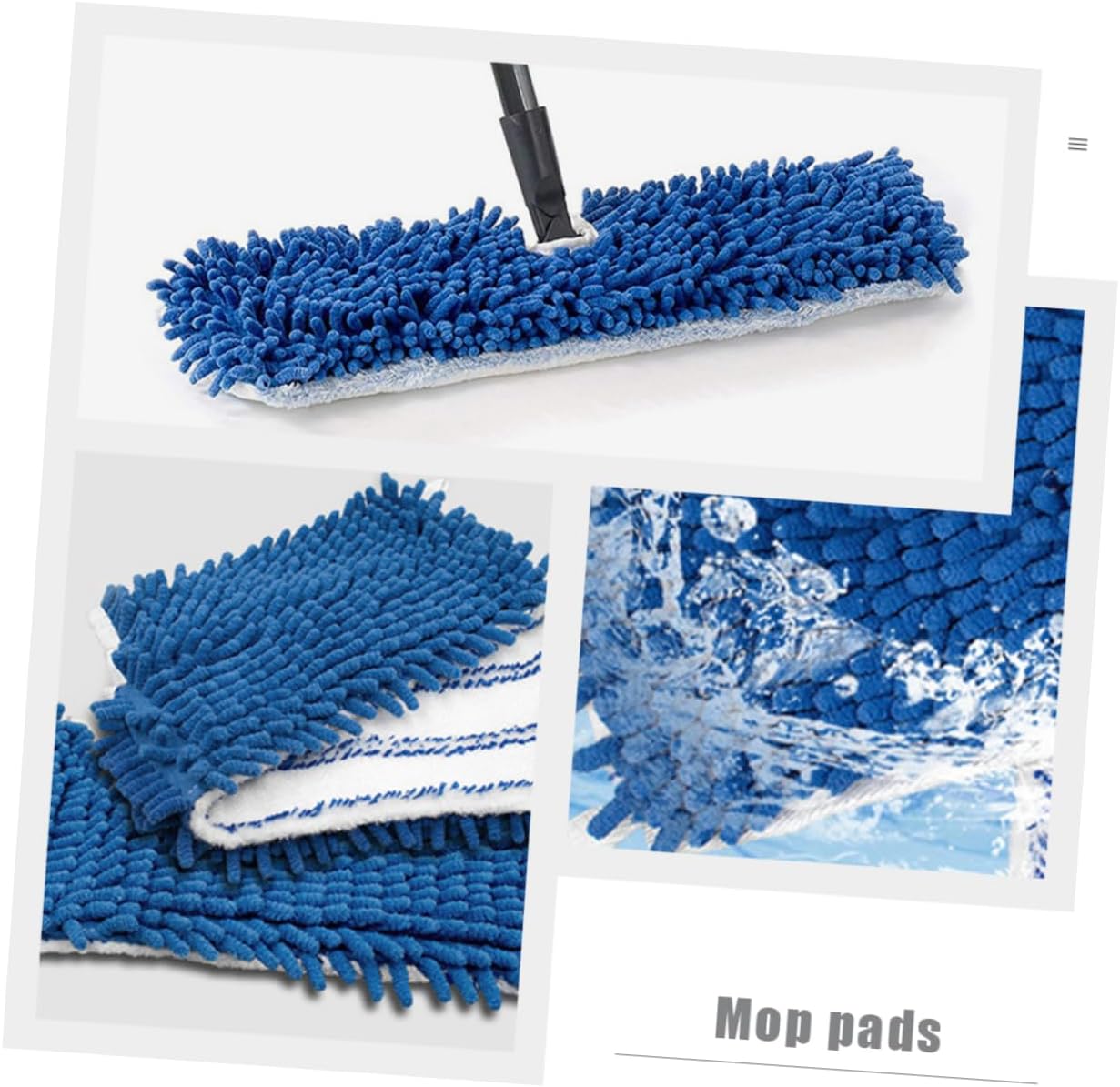 2pcs Chenille Mop Pads Refill Ultra-Fine Microfiber Replacement Heads