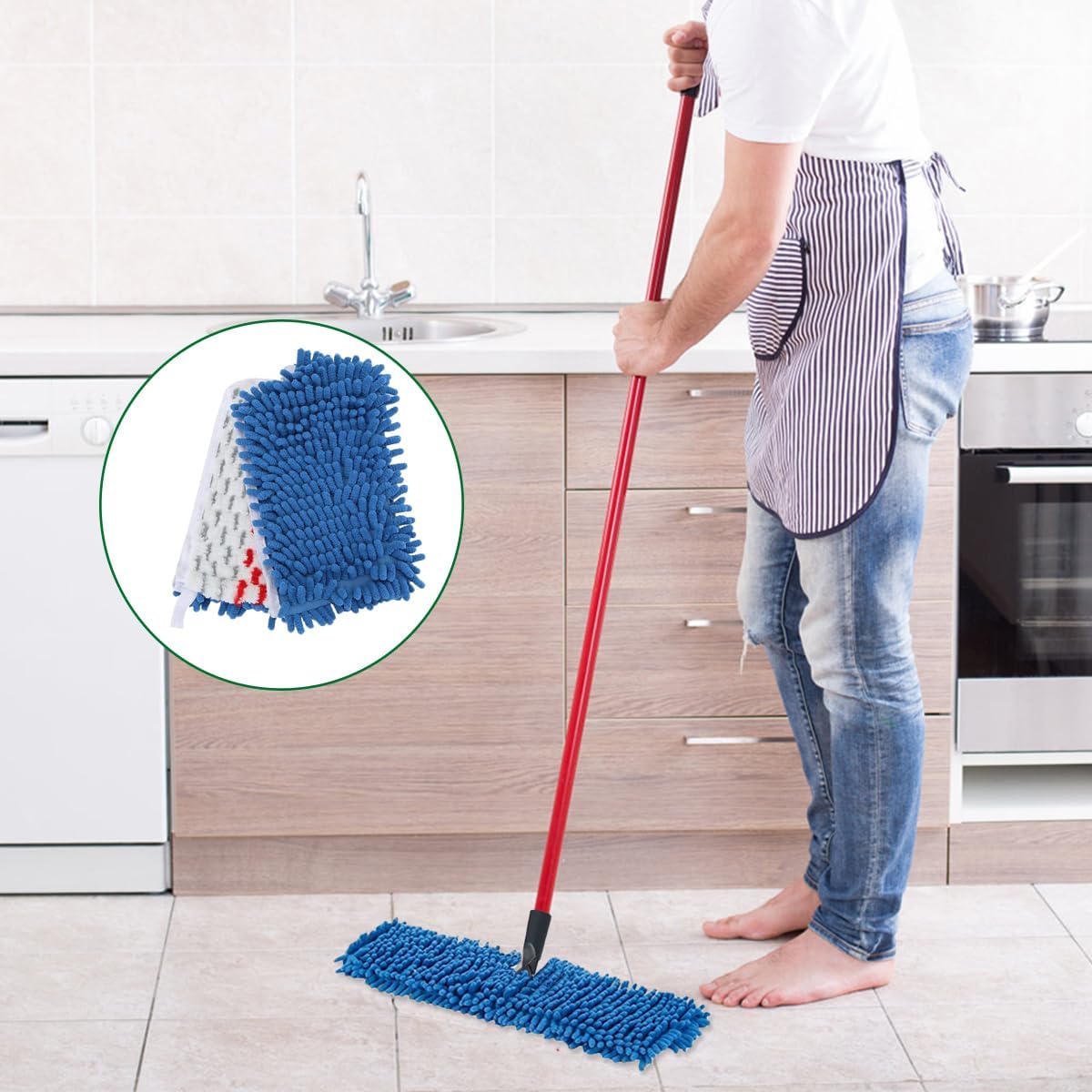 Diteje 4 Pack Replacement Mop Pads Washable Refill Heads
