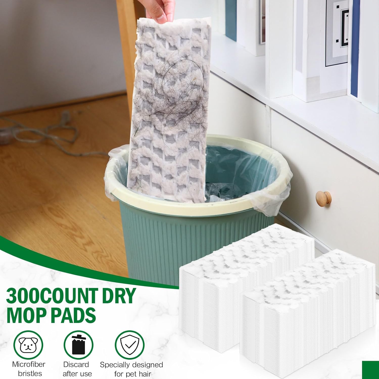 Gejoy 300 Count Heavy Duty Dry Mop Pads for Swiffer Sweeper