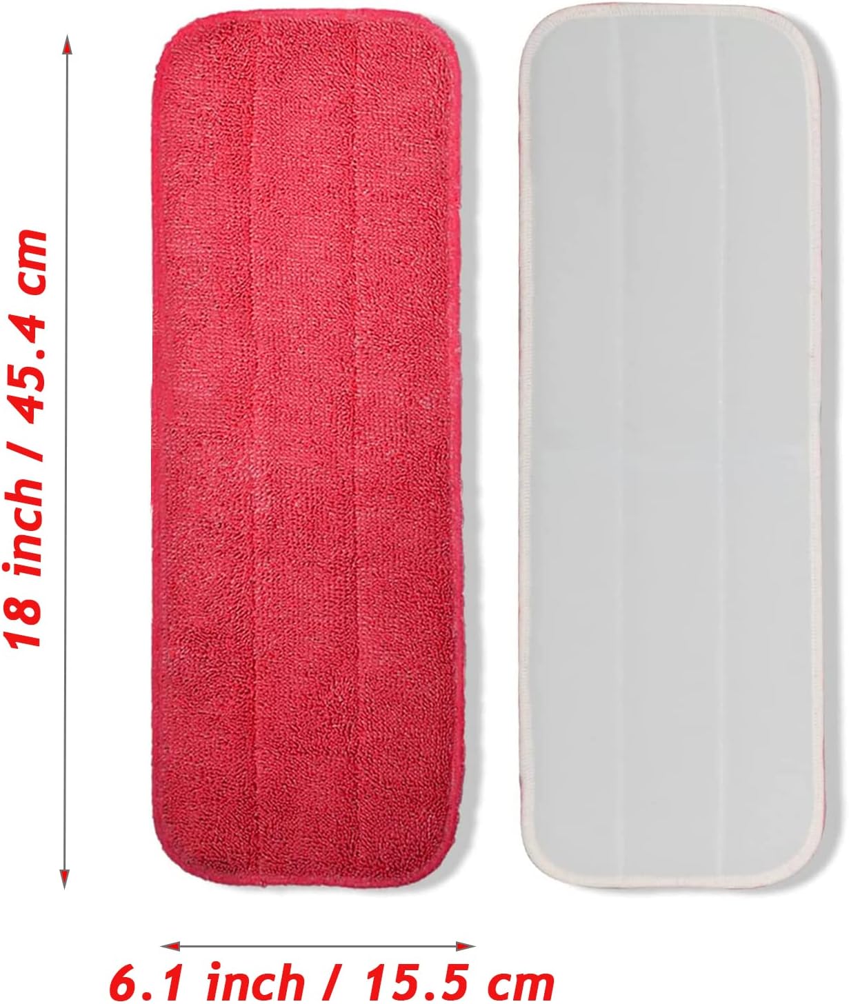 Microfiber Mop Pads 18x6 Inch Set of 12 Red Reusable Replaceable