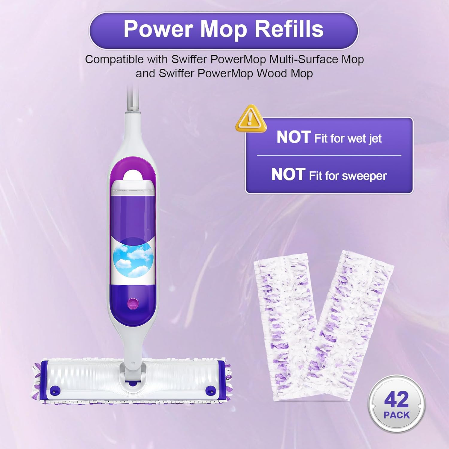 42 Count Kamitaly Swiffer Power Mop Refills 14-Layer Multi-Surface Replacement Pads