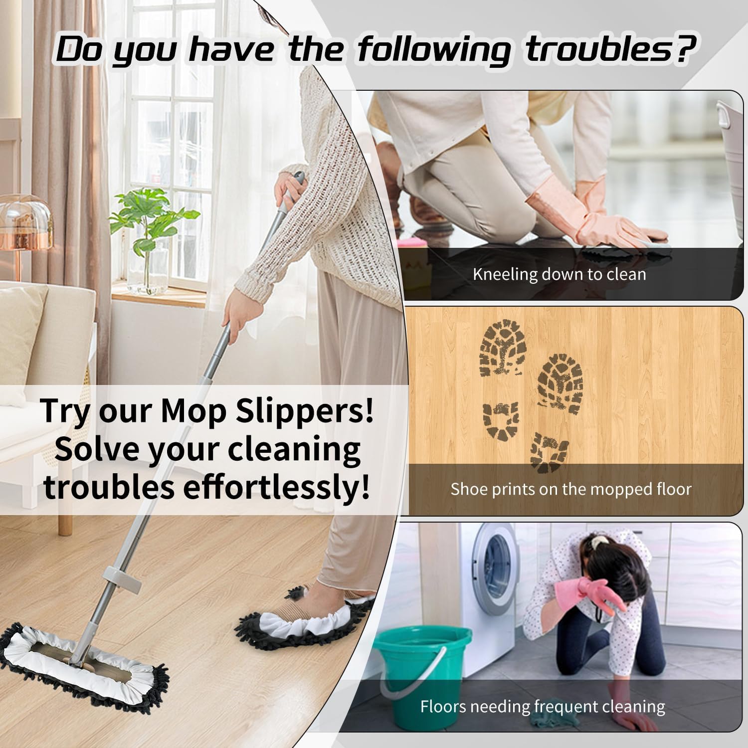 EKIORI Mop Slippers Socks - Washable Reusable Floor Cleaning Covers