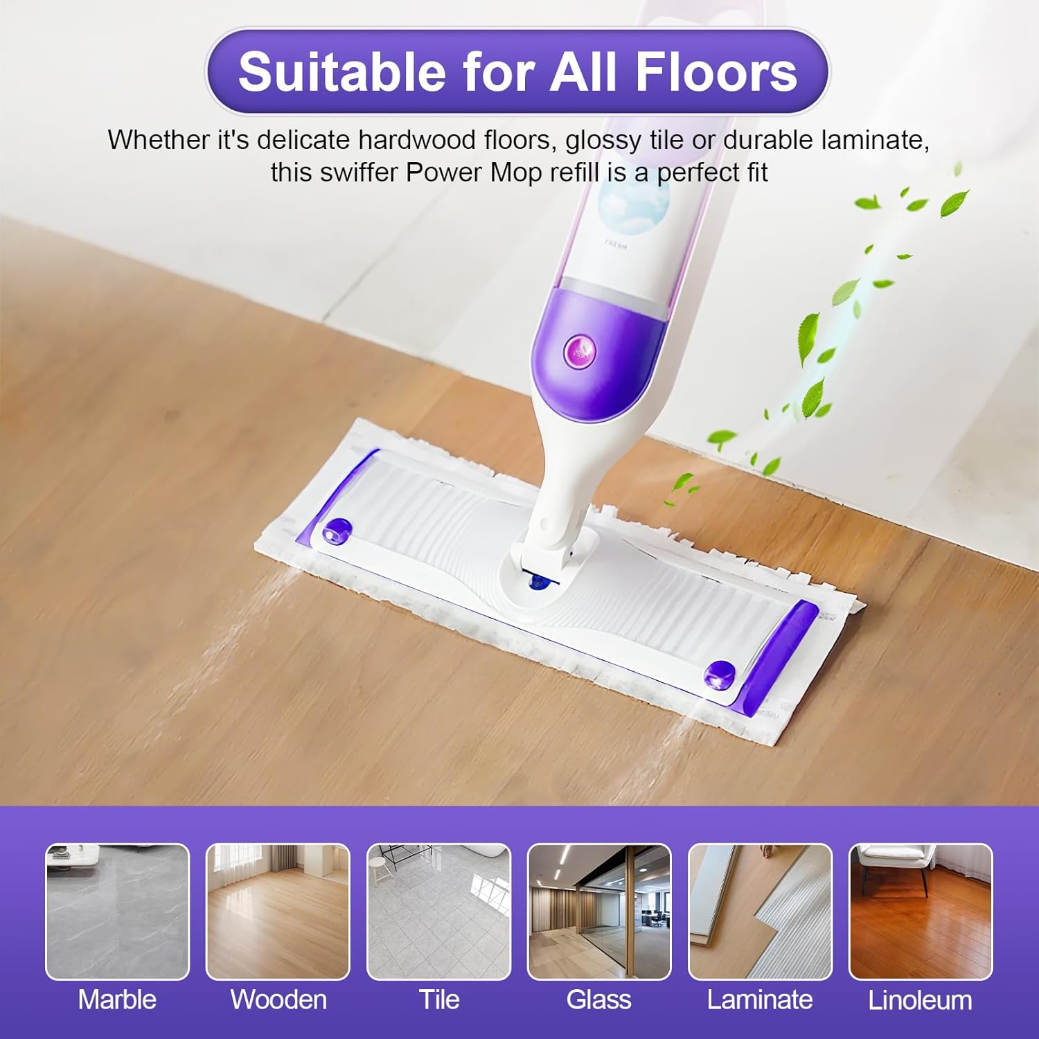 Kamitaly 25 Count Swiffer Power Mop Refills 14-Layer Multi-Surface Replacement Pads