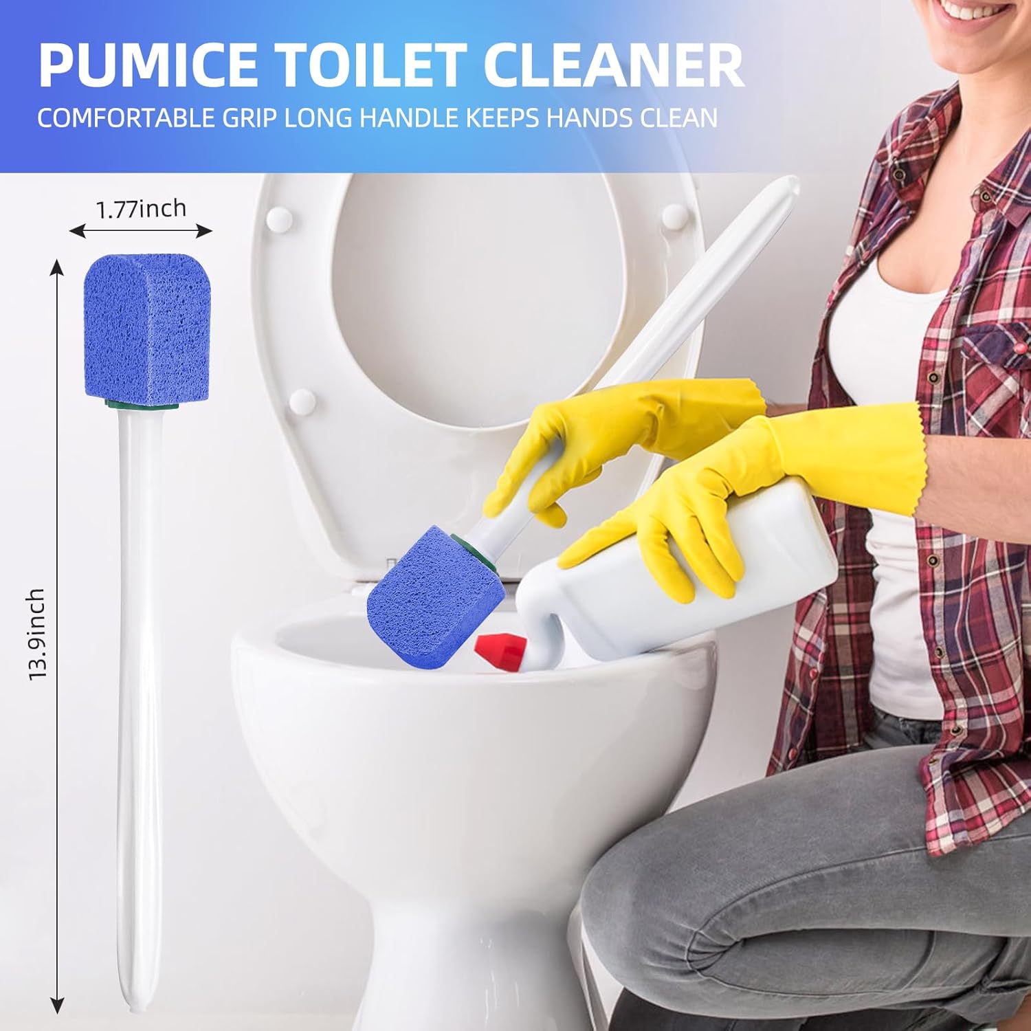 Yiweiiwn Pumice Stone Cleaner with 2 Handles and 10 Stones Blue