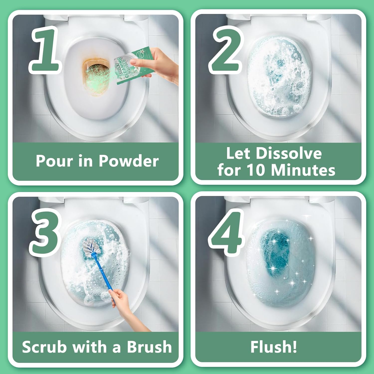 Krris Foaming Toilet Cleaner - Jasmine Scent - 12 Treatments 4 Pack of 3 Oz