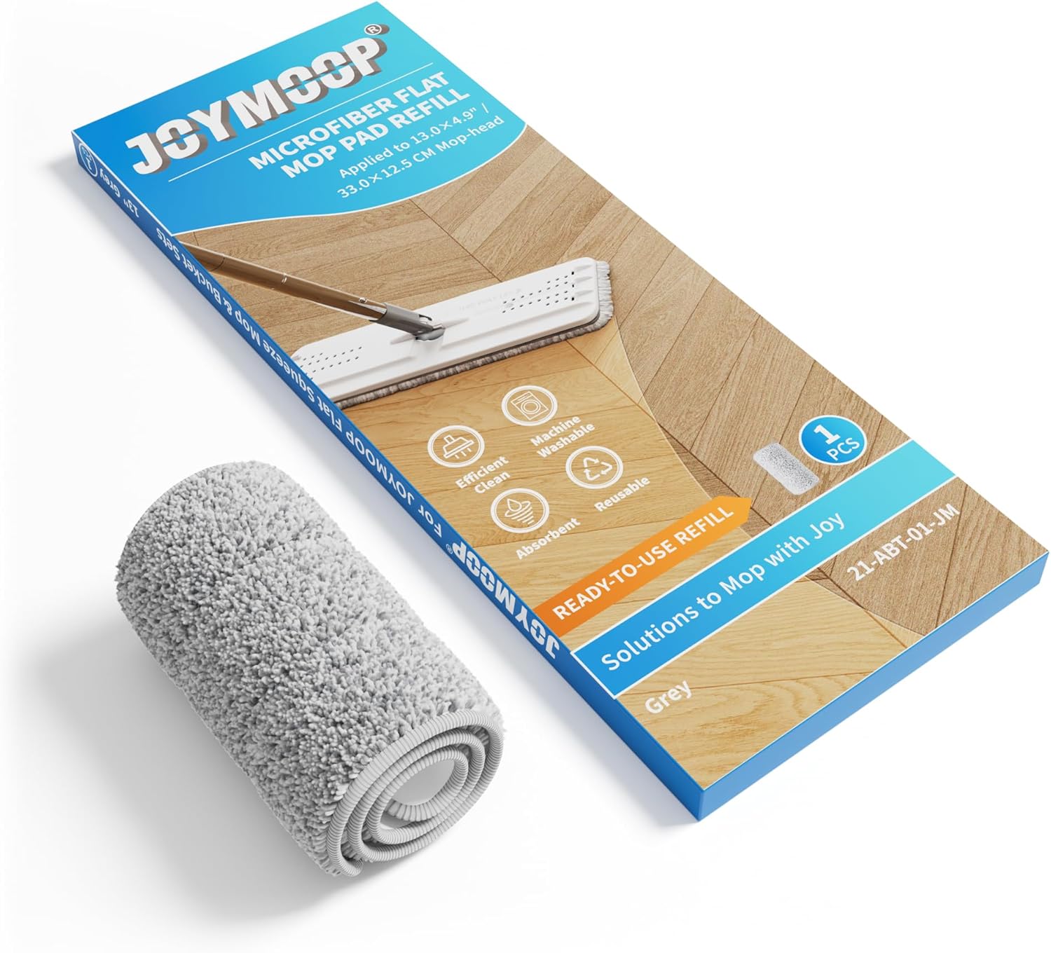 JOYMOOP 13 Inch Microfiber Mop Pad Refill - Grey