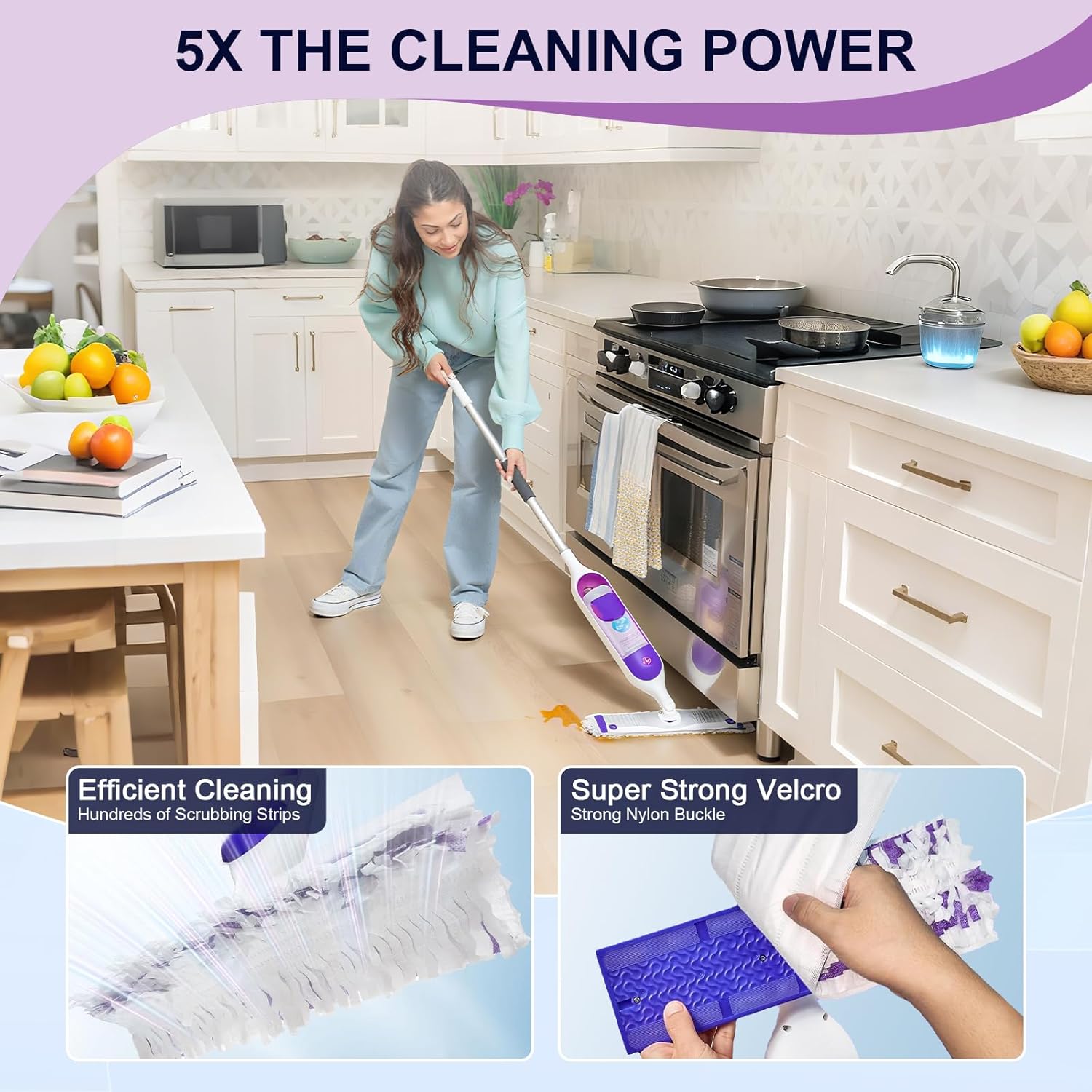 32 Count Power Mop Refill Pads 14-Layer Thickened for Deep Cleaning