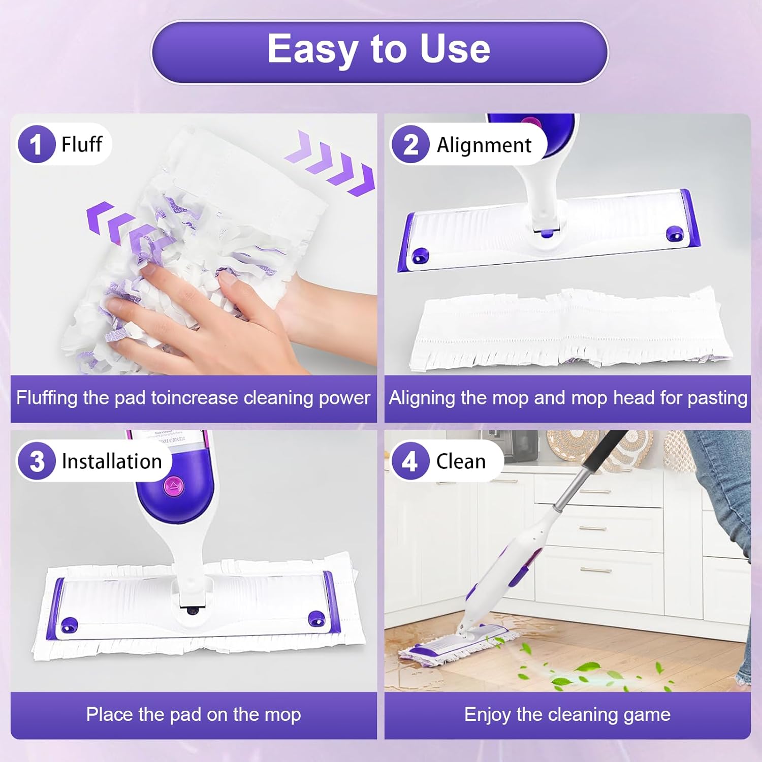 Kamitaly 25 Count Swiffer Power Mop Refills 14-Layer Multi-Surface Replacement Pads