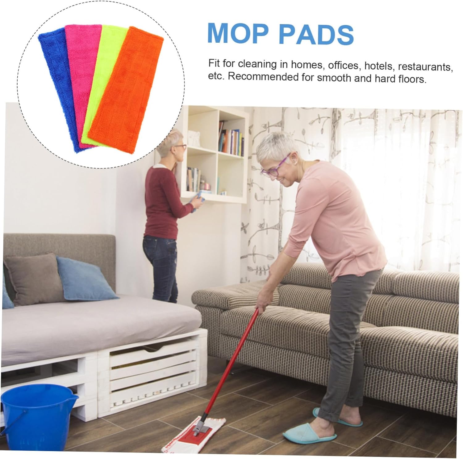 4PCS Coral Fleece Mop Pads Washable Replacement