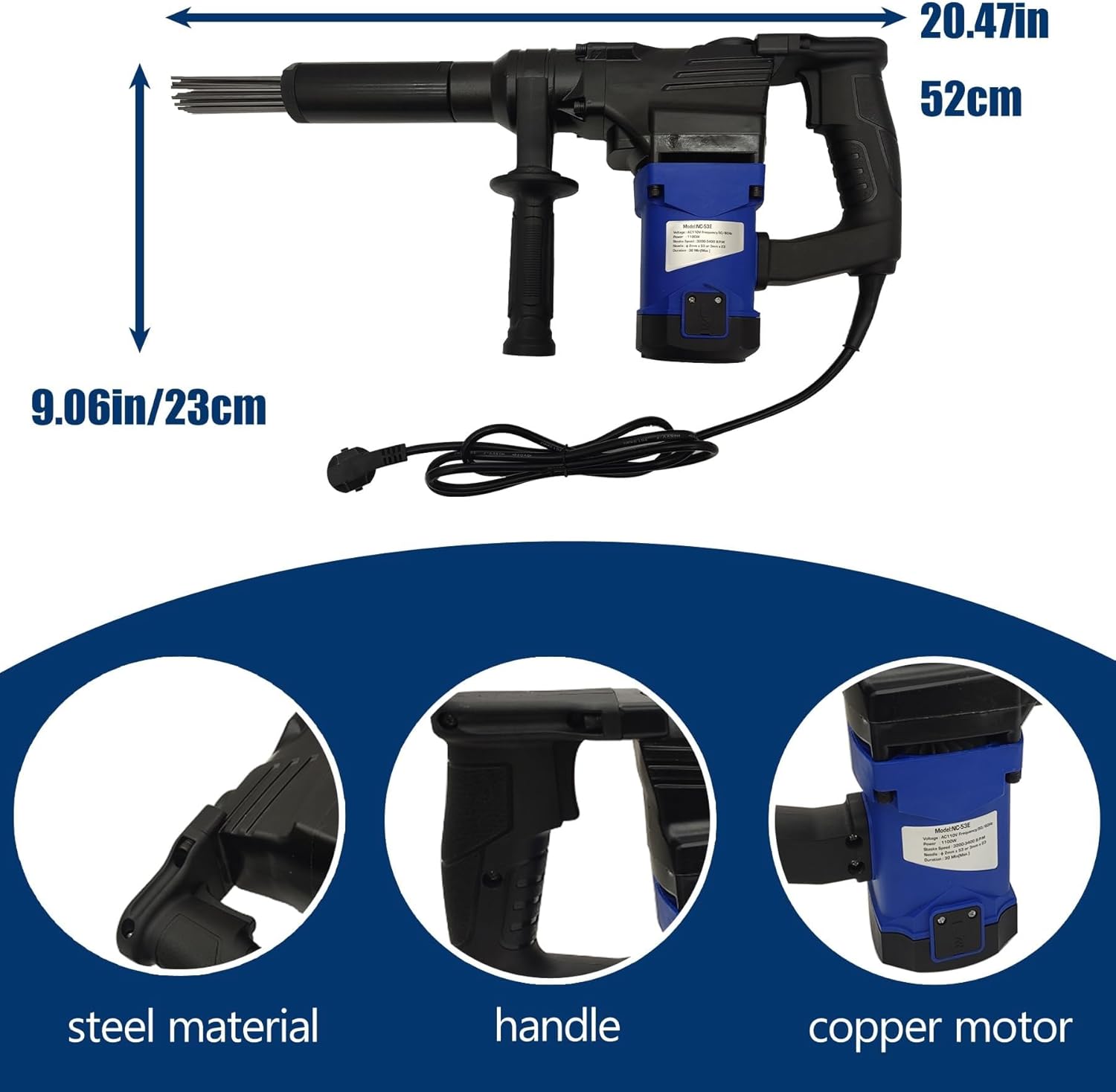 ZHIBIMOI 1100W Electric Needle Rust Remover with 4500BPM 1