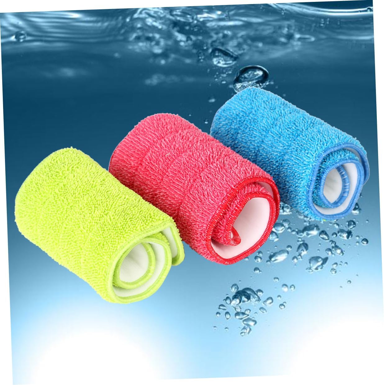 PACKOVE 3Pcs Spray Mop Cloth Replacement Durable Microfiber Mop Heads Red Blue Green