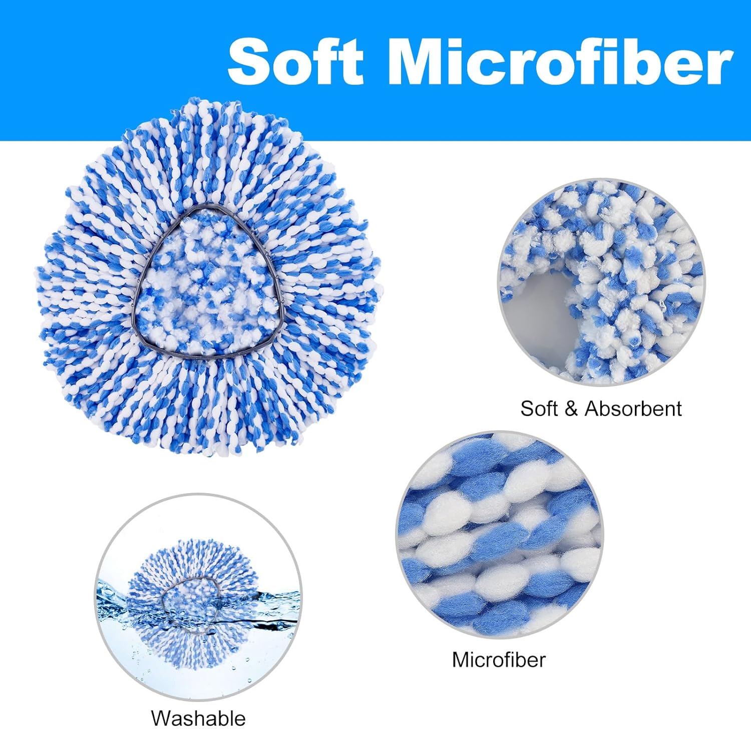 2 Microfiber Mop Heads 2 Scrub Brush Refills for O-Cedar EasyWring