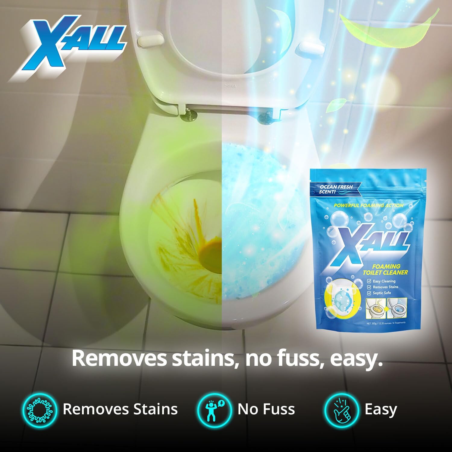 X All Foaming Toilet Cleaner - Self-Activating Powder