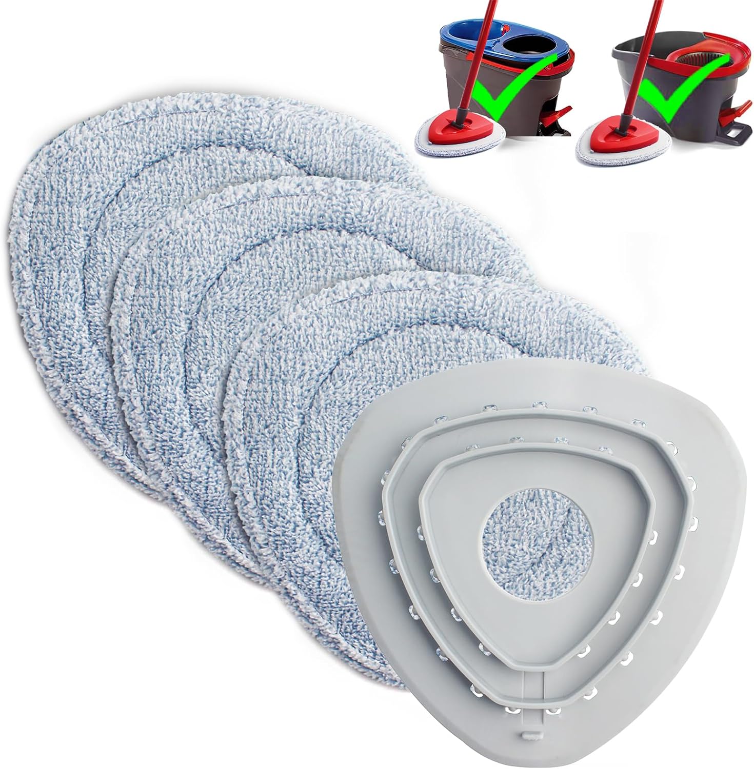 ANREKEYH 3PCS Microfiber Mop Replacement Heads for O Cedar Spin Mop