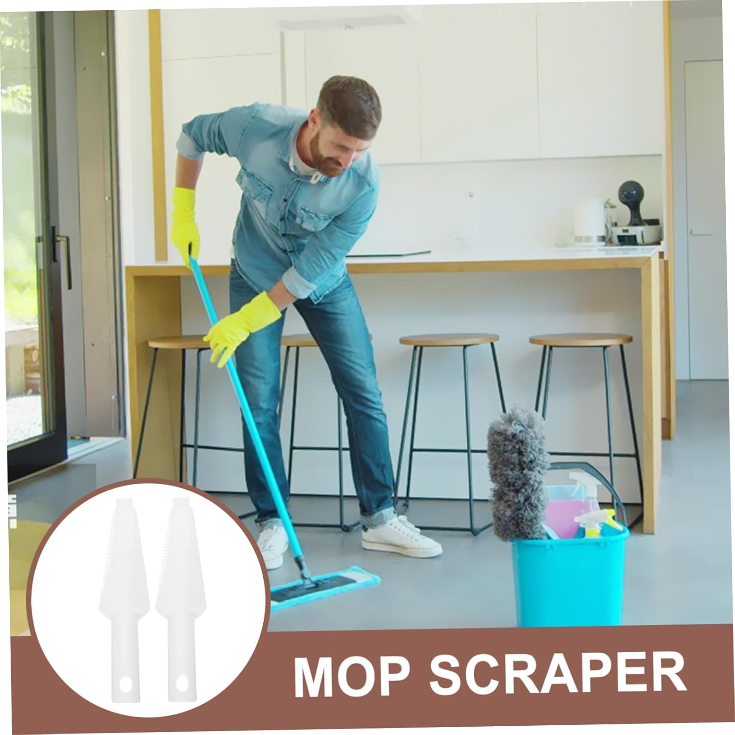 Ipetboom 2pcs Self-Wringing Cleaning Mop Scrapers