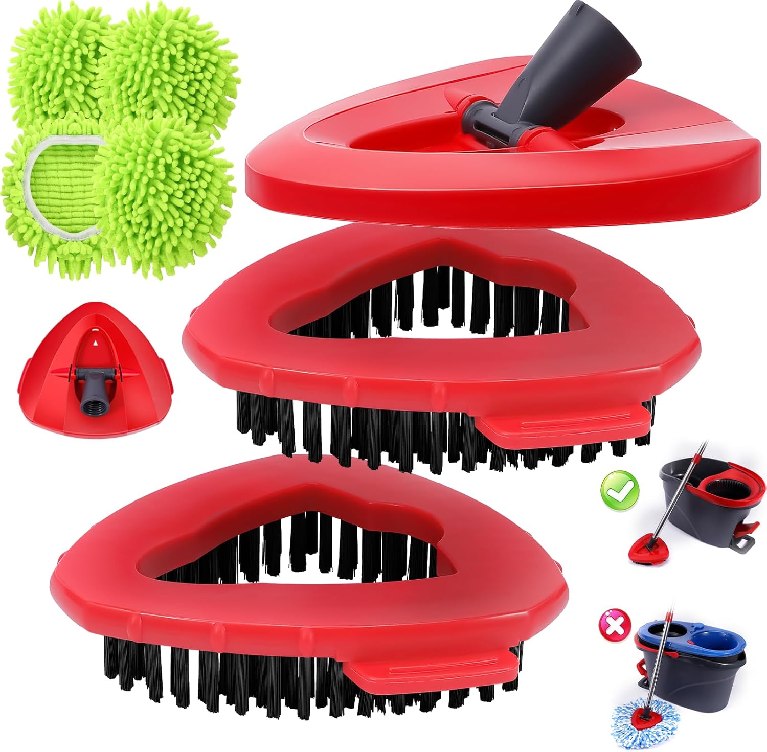 BOCA STORY Chenille Mop Head Replacements 4Pcs 2 Brush Heads 2 Base Set