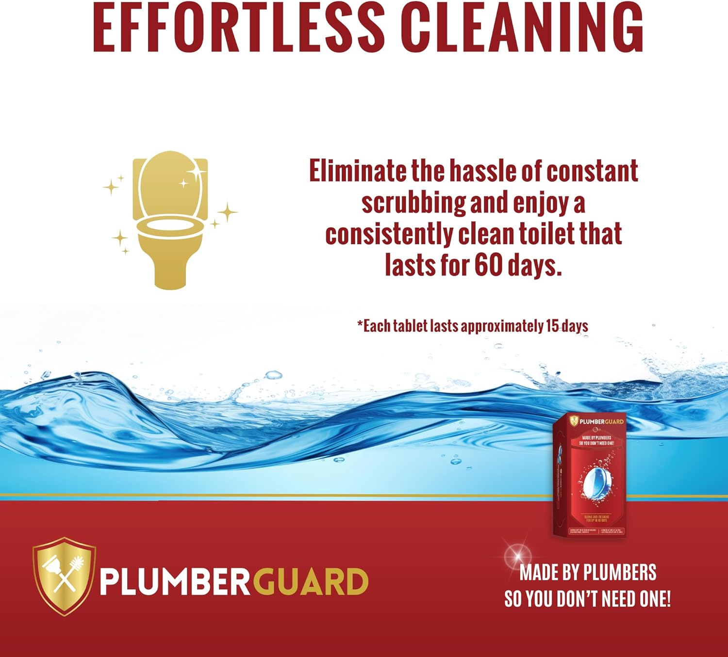 PLUMBERGUARD Toilet Tablets 4 Pack Whitening Stain Removing