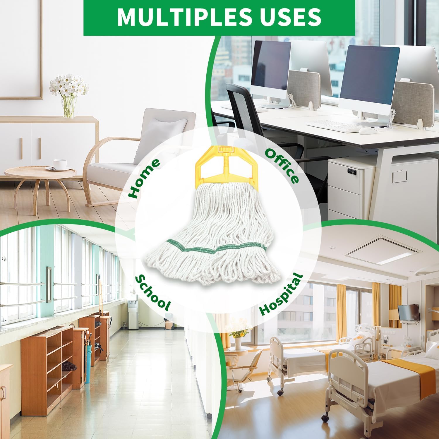 6 Pack Heavy Duty Mop Heads with Looped Ends