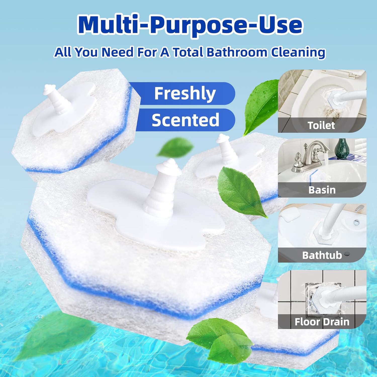 KOKL 60pcs Toilet Brush Refills - Premium Cleaners with Fresh Scent