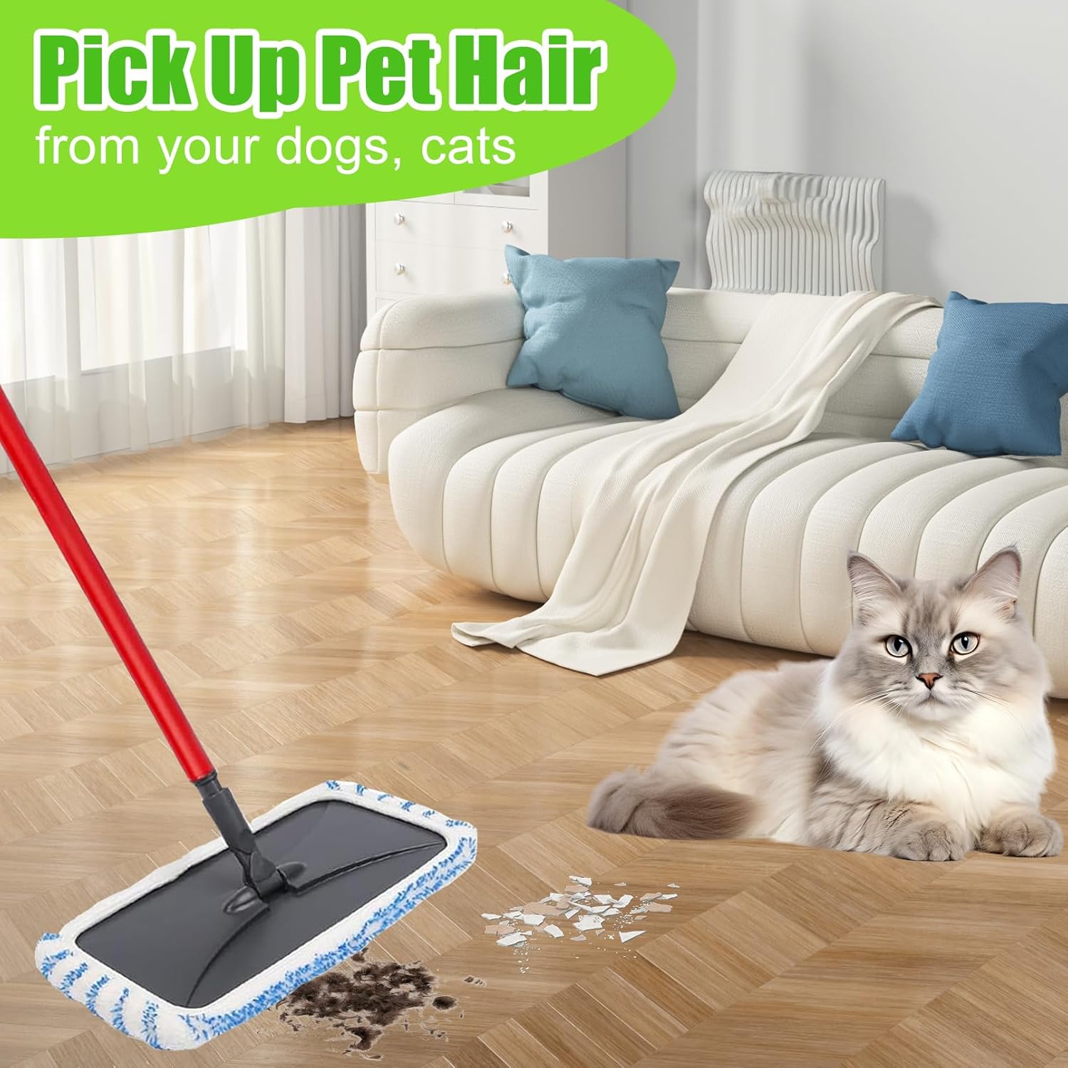 WVYNUYQP Reusable Cotton Microfiber Mop Paddles 4 Pack