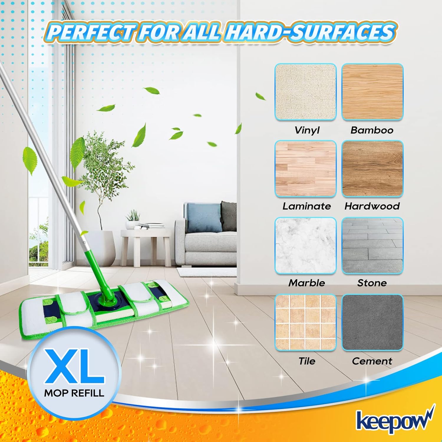 KEEPOW XL Wet Pads Refills for Swiffer XL 4 Pack
