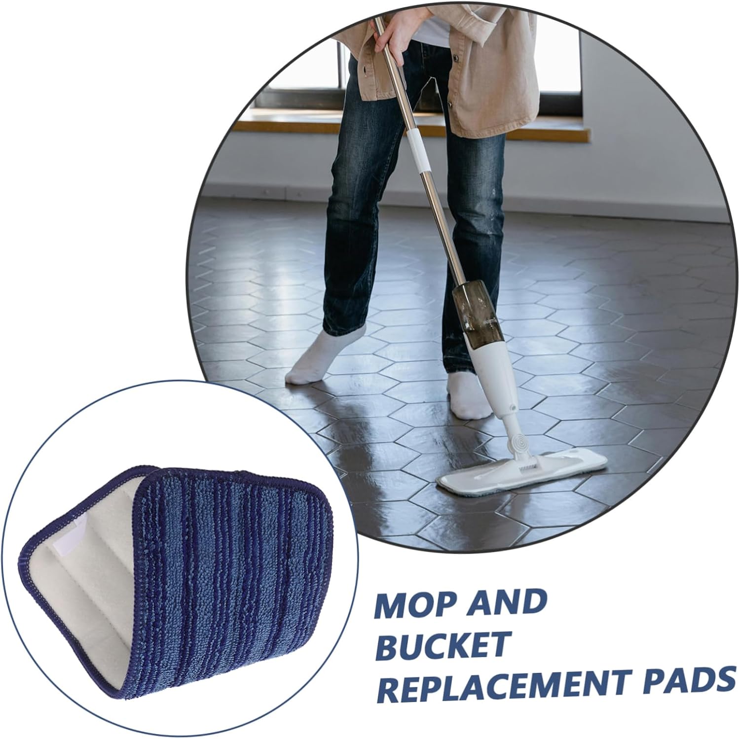 CALLARON Reusable Microfiber Mop Pads - Dry and Wet Cleaning
