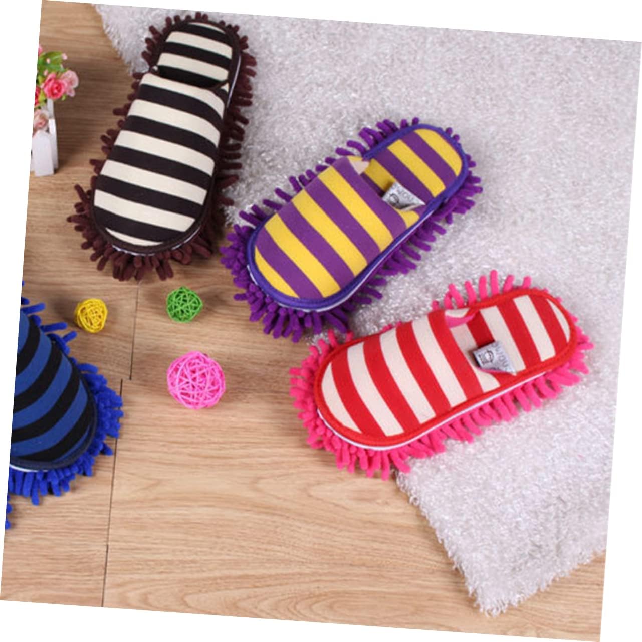 PACKOVE Chenille Cleaning Slippers Covers Red Size L