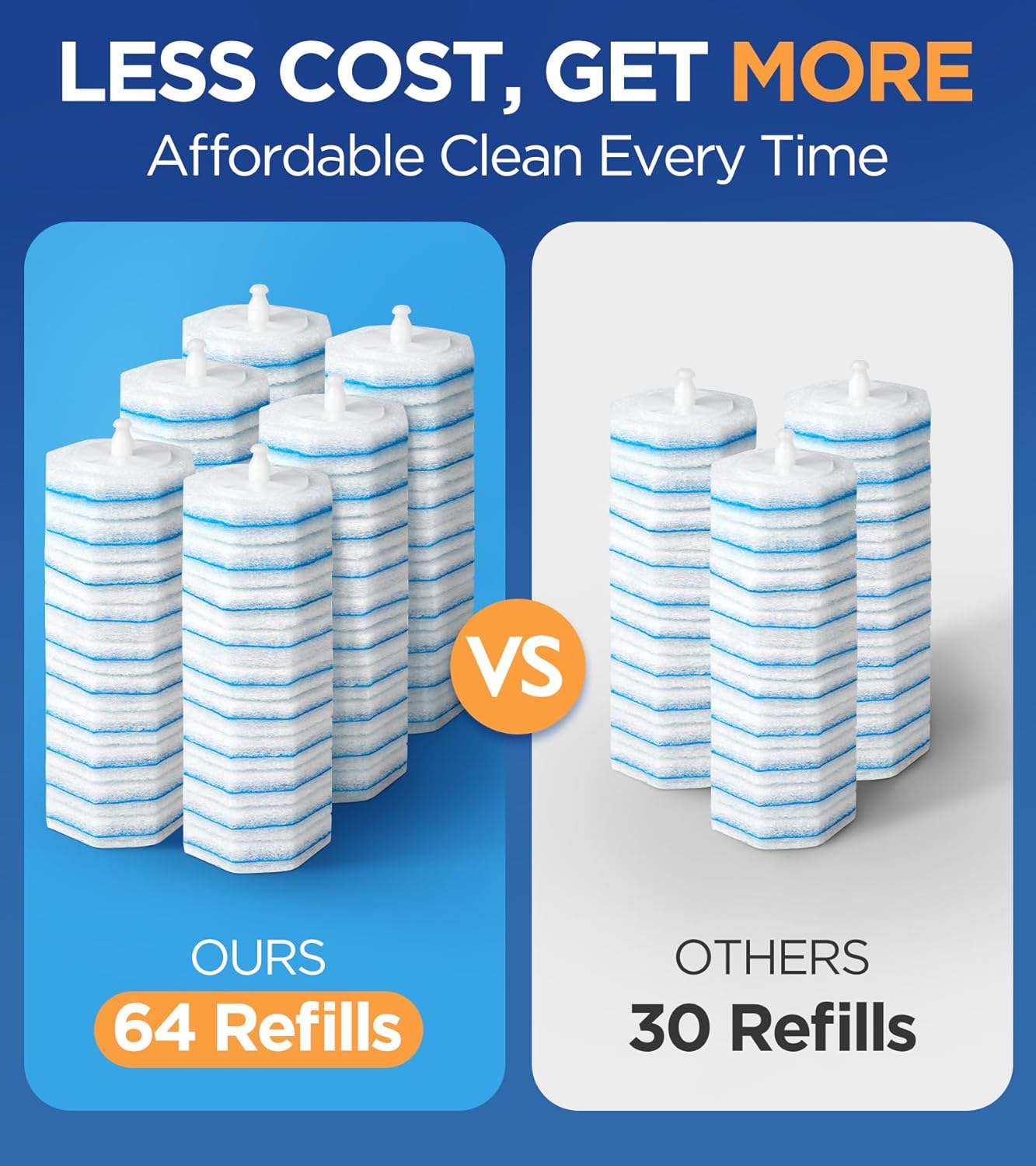 Caspeak 64-Count Toilet Wand Refills with Fresh Fragrance