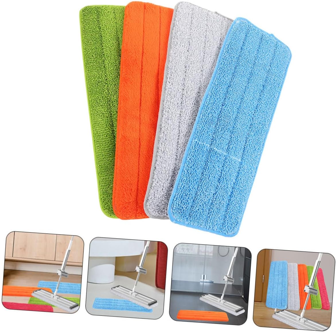 4Pcs Washable Fiber Cloth Mop Pads for Hardwood Floors