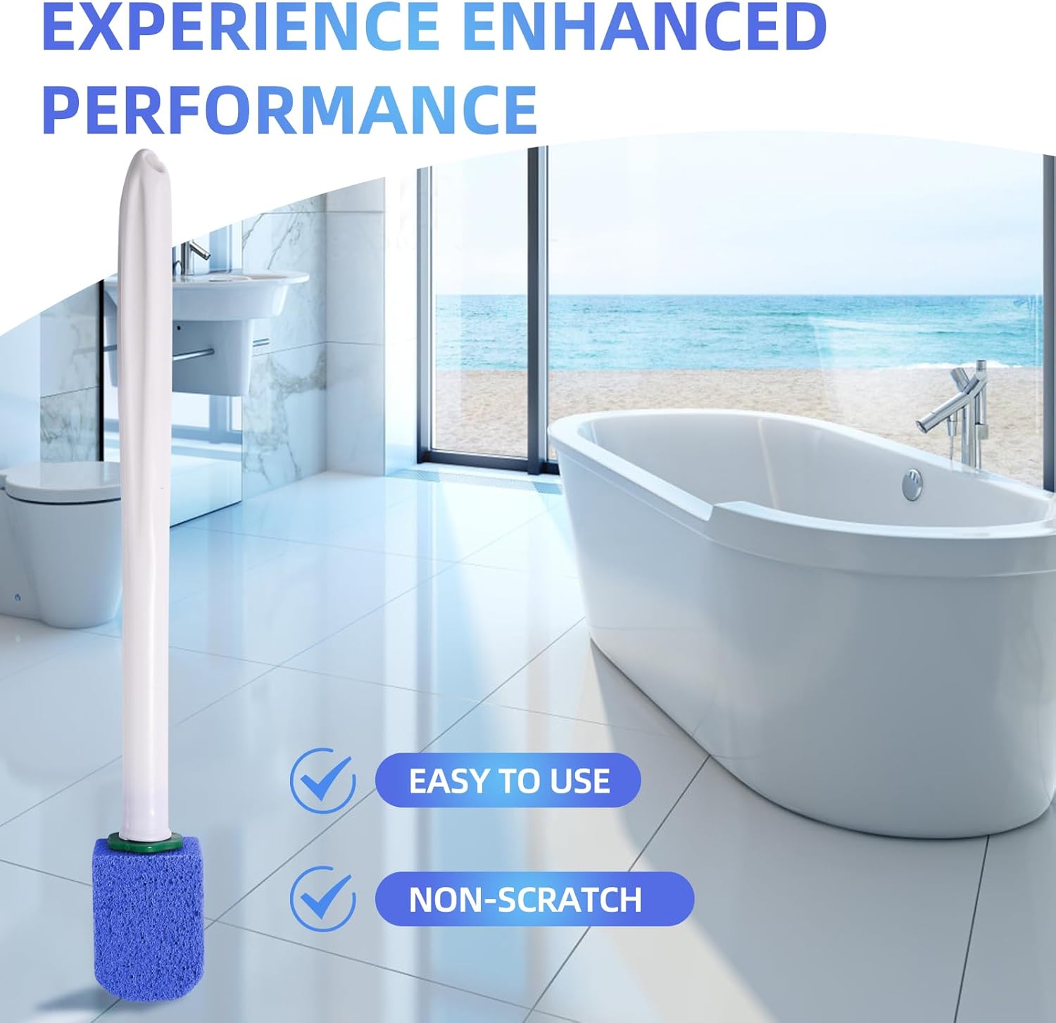 Yiweiiwn Pumice Stone Cleaner with 2 Handles and 10 Stones Blue