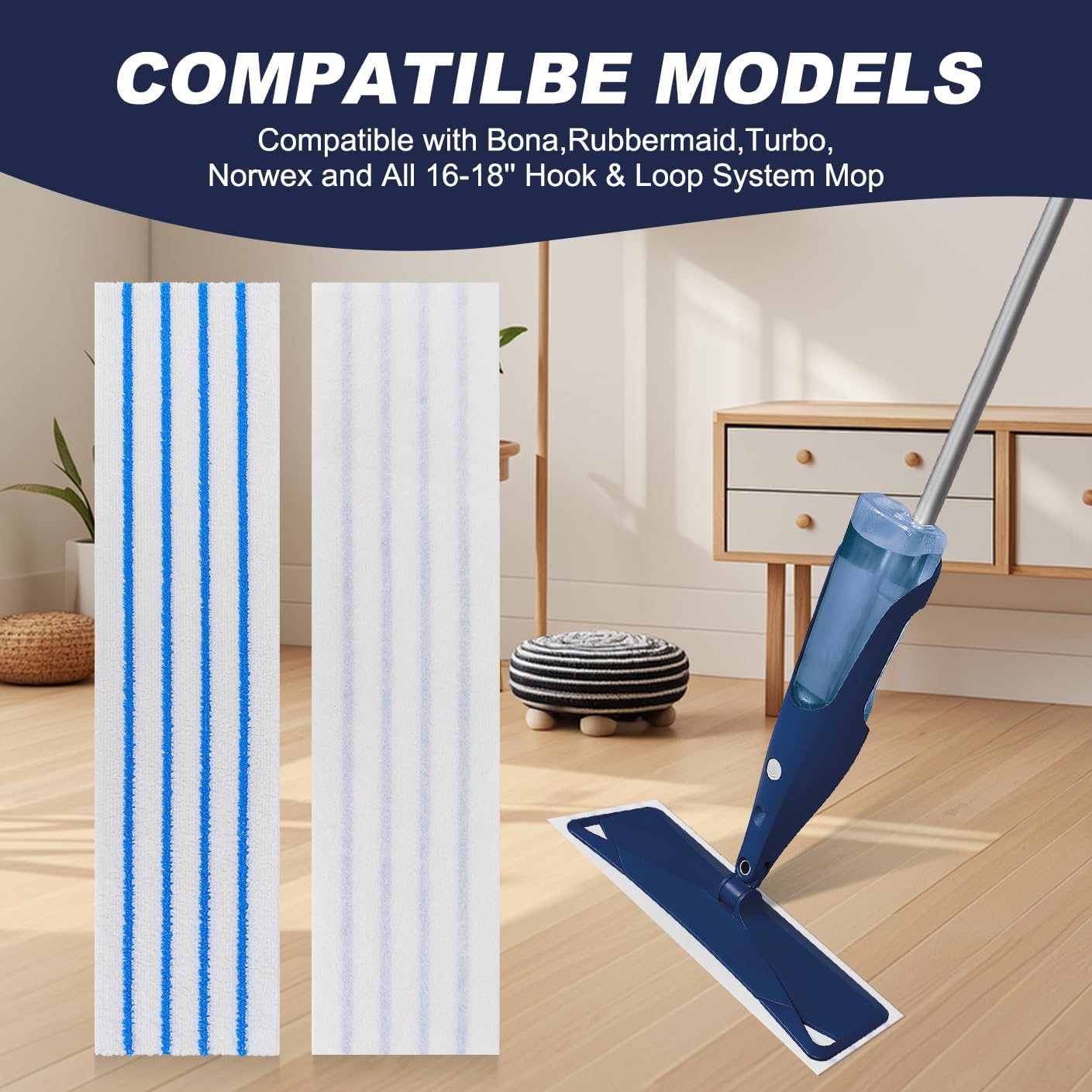 10 Pack Microfiber Mop Pads for 16-18 Hook Loop Mops 1