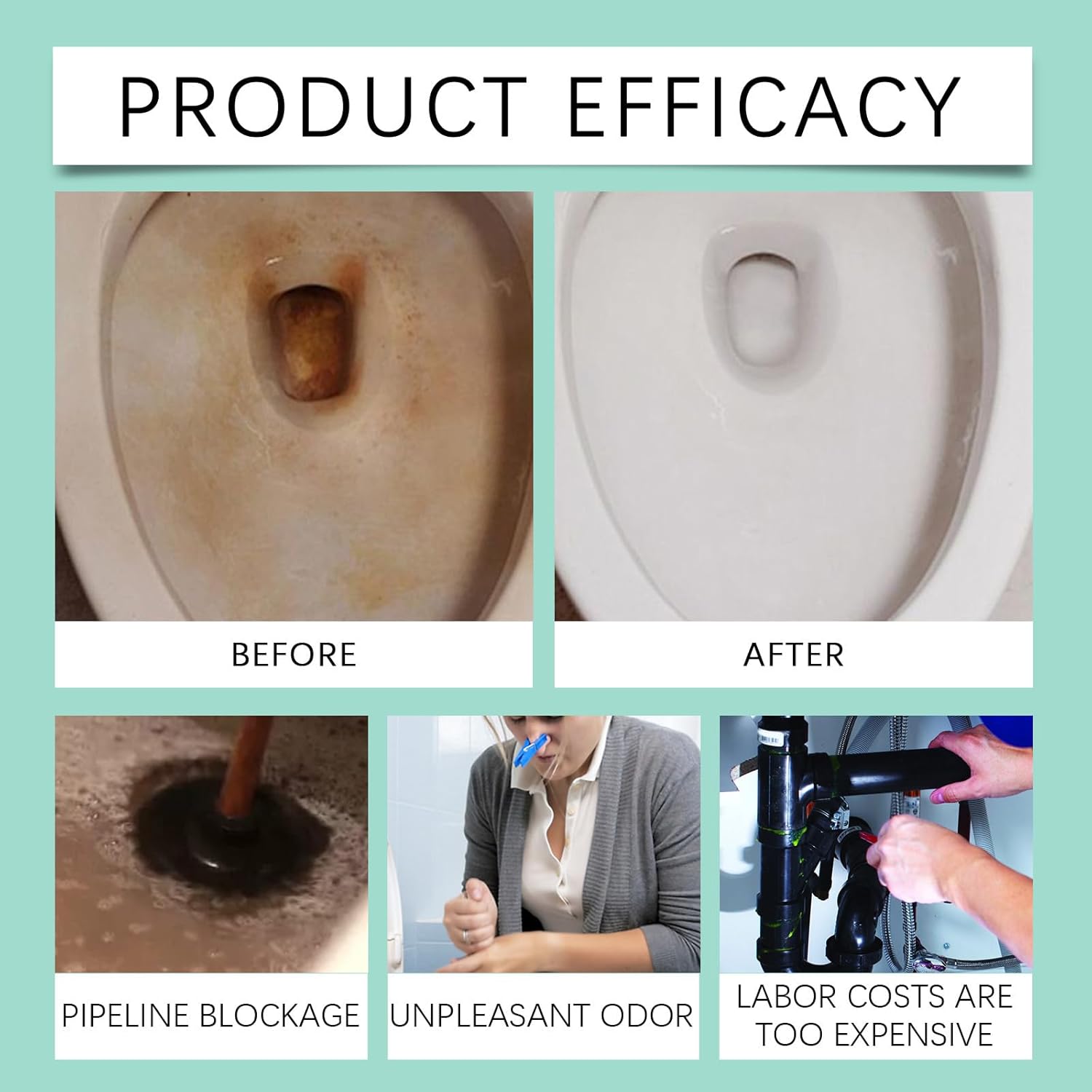 6pcs Krazy Klean Pro Toilet Bowl Cleaner Gel