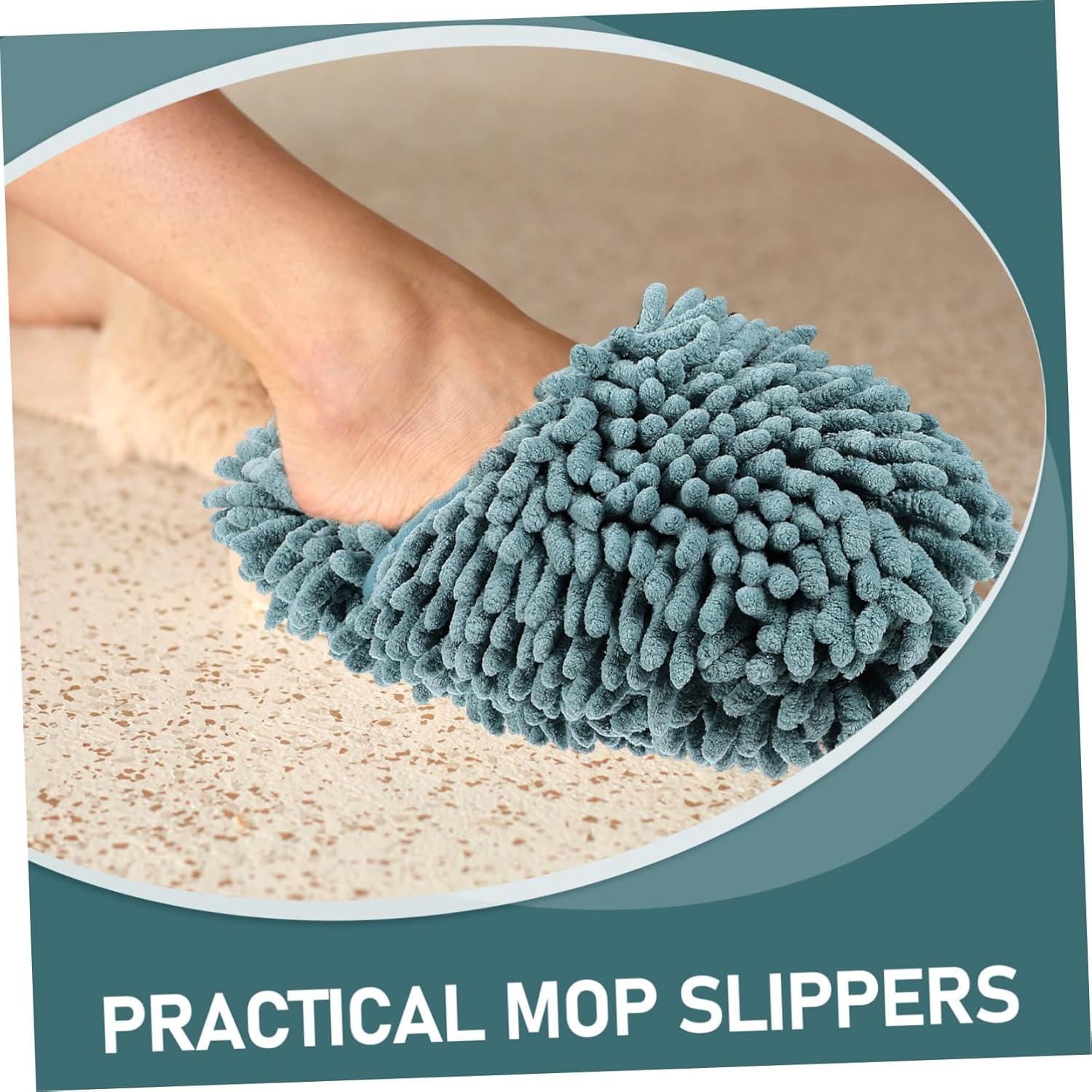 1 Pair Fluffy Mop Slippers for Women Reusable Skid-Resistant Cleaning Shoes