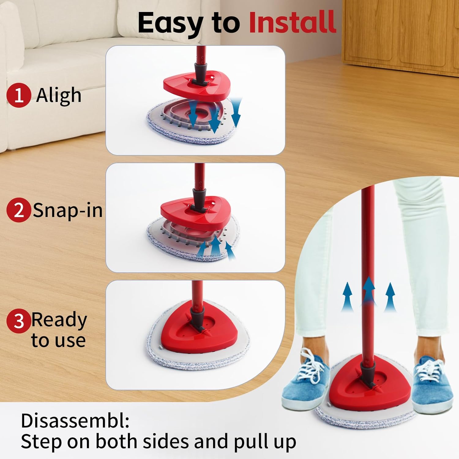 ANREKEYH 3PCS Microfiber Mop Replacement Heads for O Cedar Spin Mop