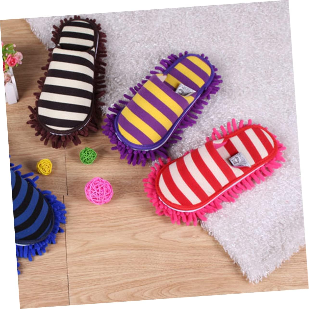 Ipetboom 1 Pair Chenille Cleaning Slippers Cover