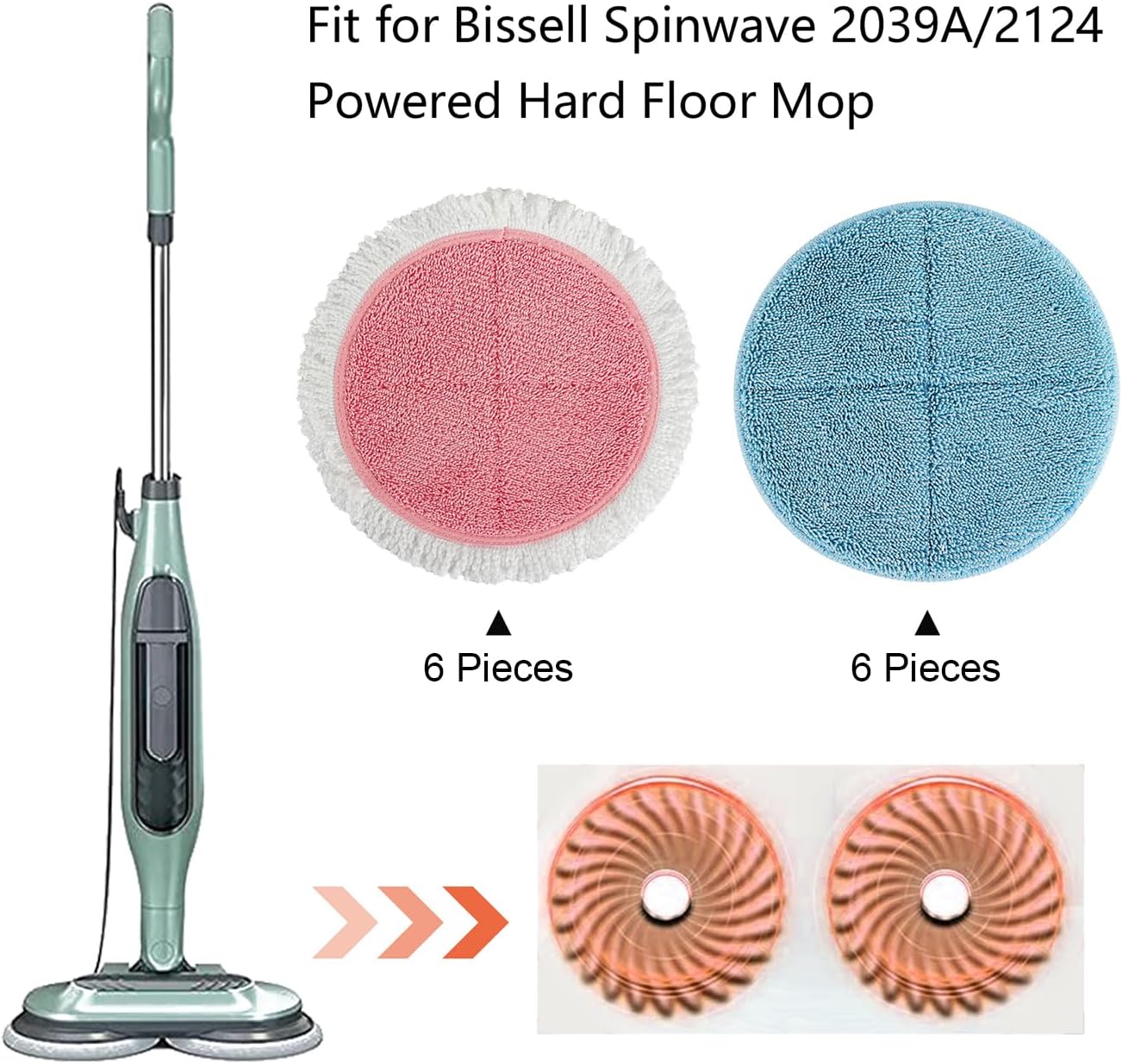 BeiLan Spin Wave Electric Mop Pads - 12 Pack Replacement