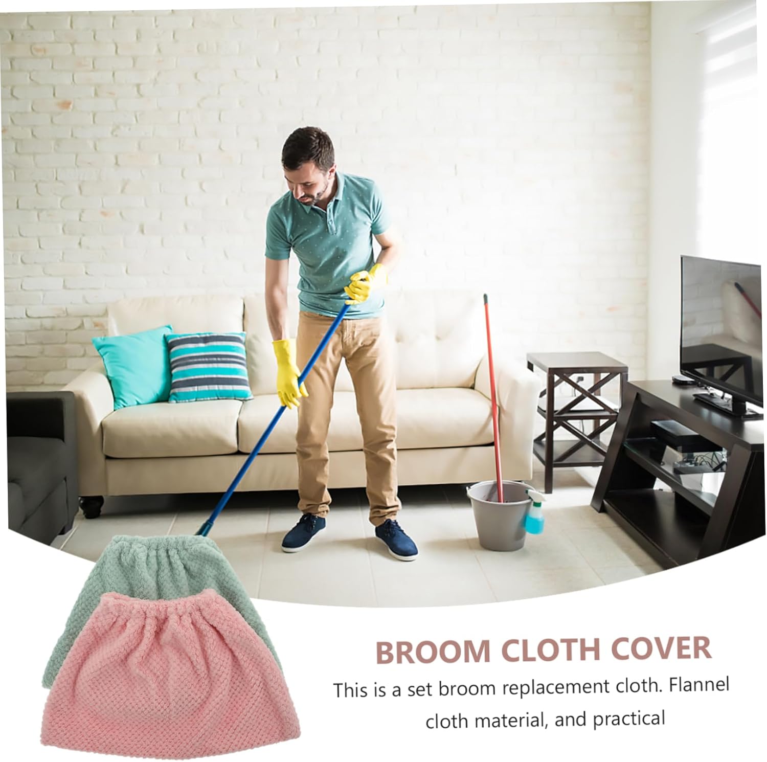 2pcs Flannel Broom Cloth Cover for Efficient Cleaning 1