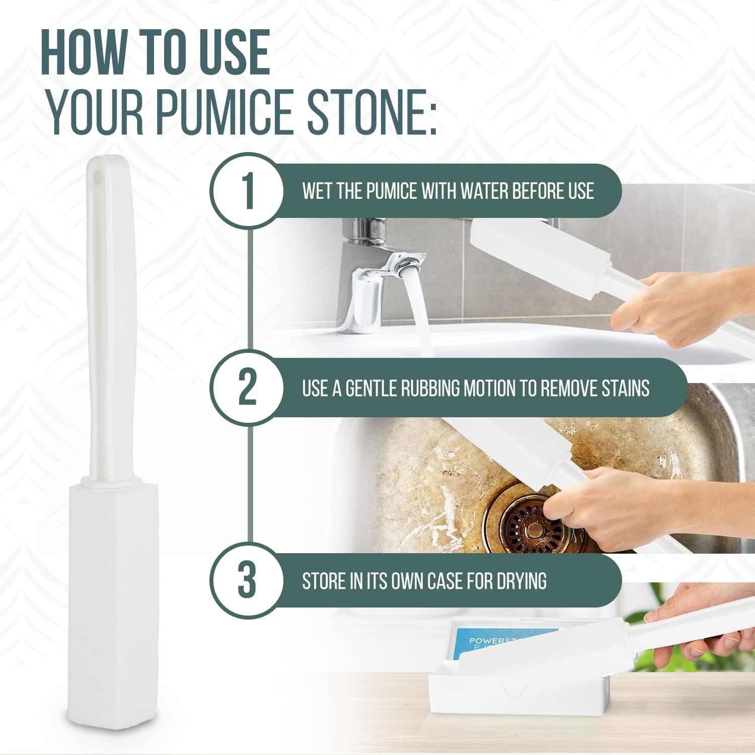 Powerstone Pumice Stone Toilet Cleaner with Long Handle - 4 Pack