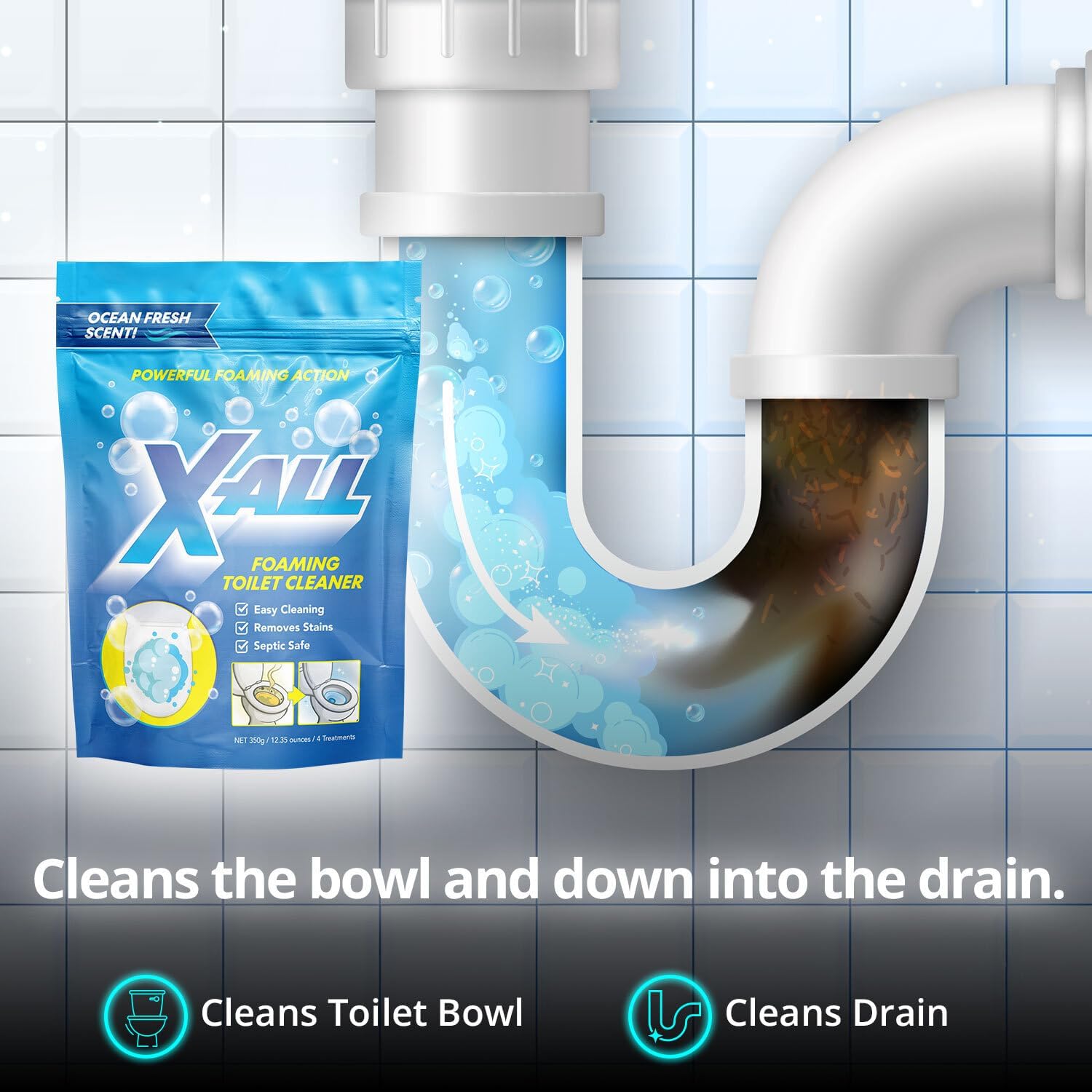 X All Foaming Toilet Cleaner - Self-Activating Powder